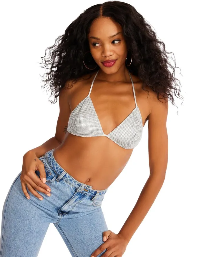 Steve Madden Rhinestone Bikini Top Rhinestones Womens Bralettes
