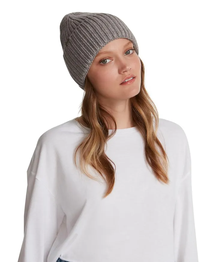 Steve Madden Ribbed Wide Cuff Beanie Grey Womens Hats and Hair Accessories Steve Madden Ribbed Wide Cuff Beanie Grey Womens Hats and Hair Accessories