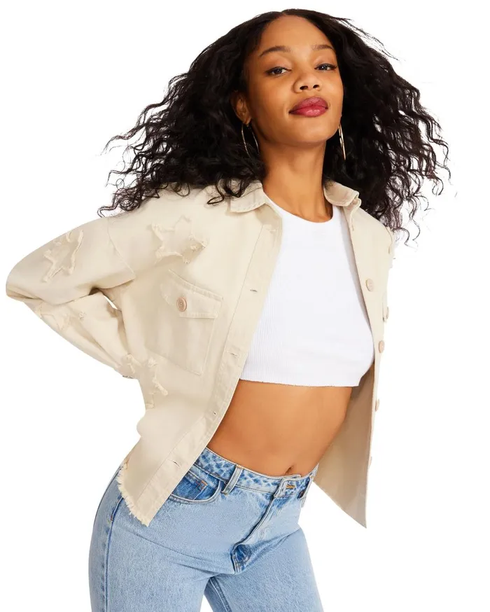 Steve Madden Star Jacket Beige Womens Jackets and Coats