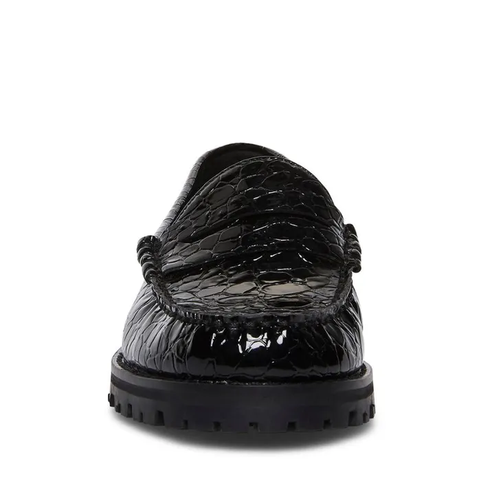 Steve Madden Tayloring Black Crocodile Womens Loafers