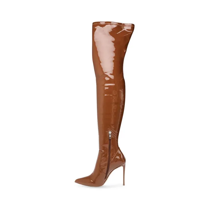 Steve Madden Vava Cognac Patent Womens Boots
