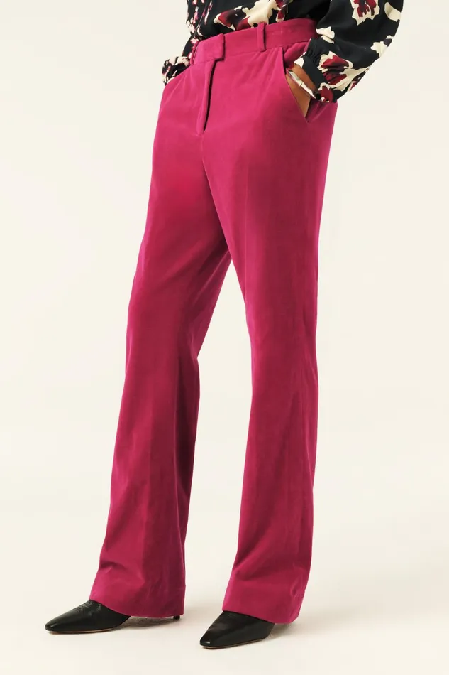 StraightLeg Velvet Pants Babilon Brown Women Baandsh Pants and Jeans