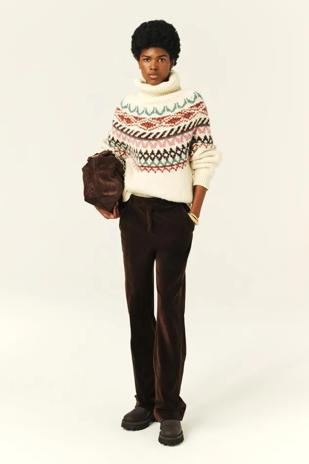 StraightLeg Velvet Pants Babilon Brown Women Baandsh Pants and Jeans