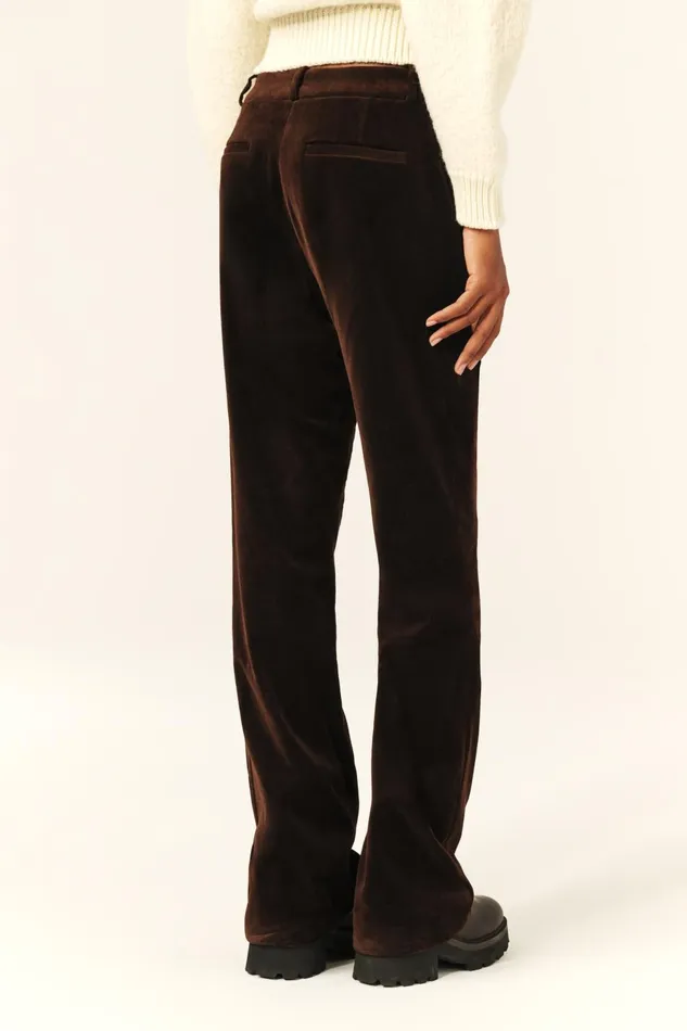 StraightLeg Velvet Pants Babilon Brown Women Baandsh Pants and Jeans