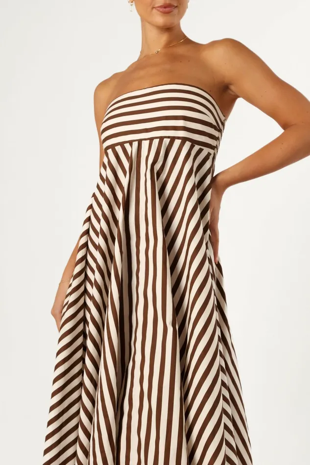 Strapless Dresses Petal and Pup Women Bowie Strapless Maxi Dress Chocolate