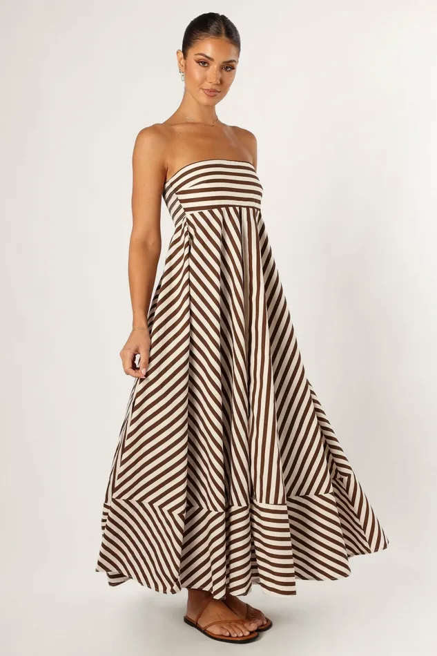 Strapless Dresses Petal and Pup Women Bowie Strapless Maxi Dress Chocolate