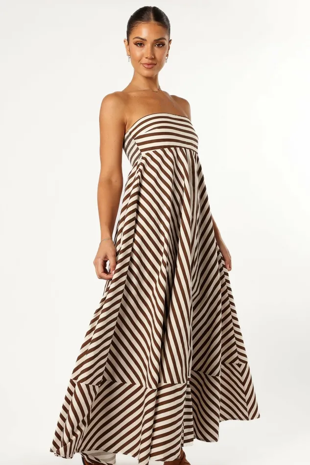 Strapless Dresses Petal and Pup Women Bowie Strapless Maxi Dress Chocolate