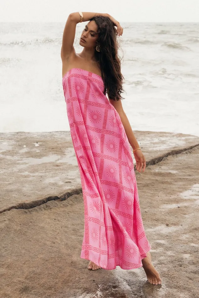 Strapless Dresses Soph Strapless Maxi Dress Pink Red 8211 Petal and Pup Women