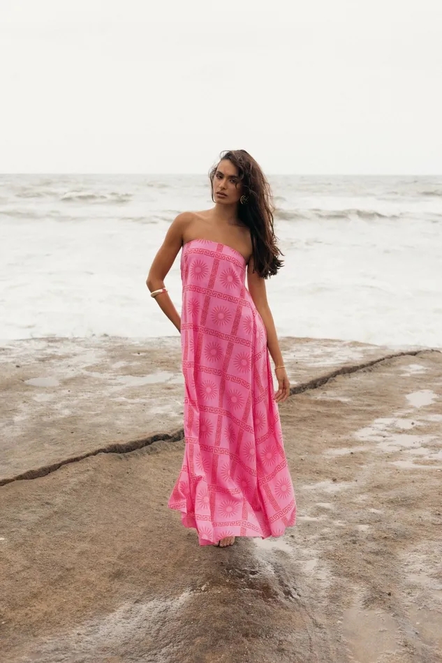Strapless Dresses Soph Strapless Maxi Dress Pink Red 8211 Petal and Pup Women