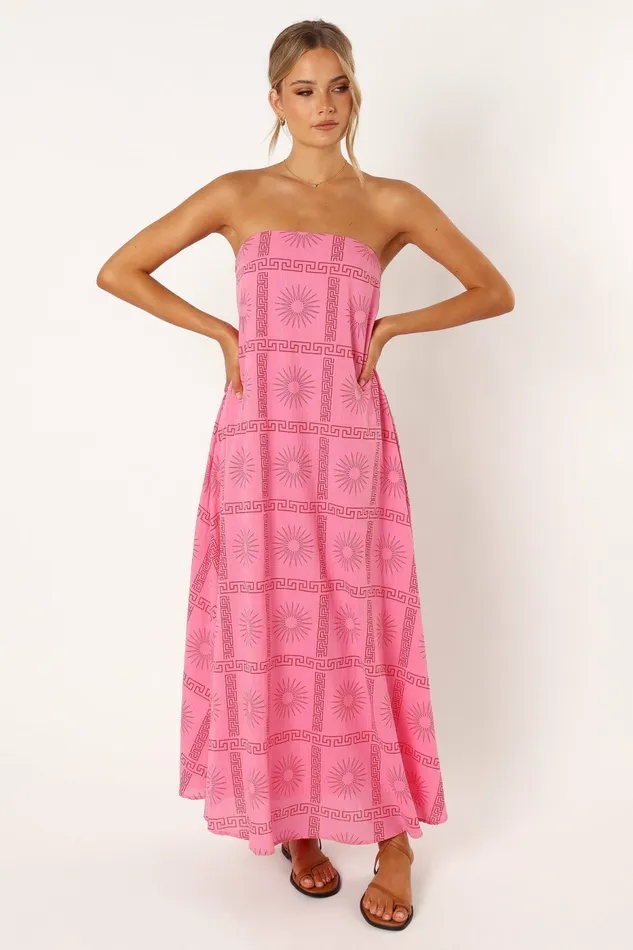 Strapless Dresses Soph Strapless Maxi Dress Pink Red 8211 Petal and Pup Women