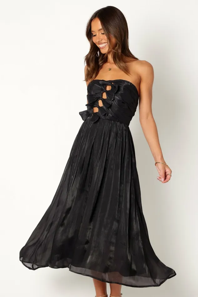 Strapless Dresses Women Petal and Pup Mila Strapless Midi Dress Black