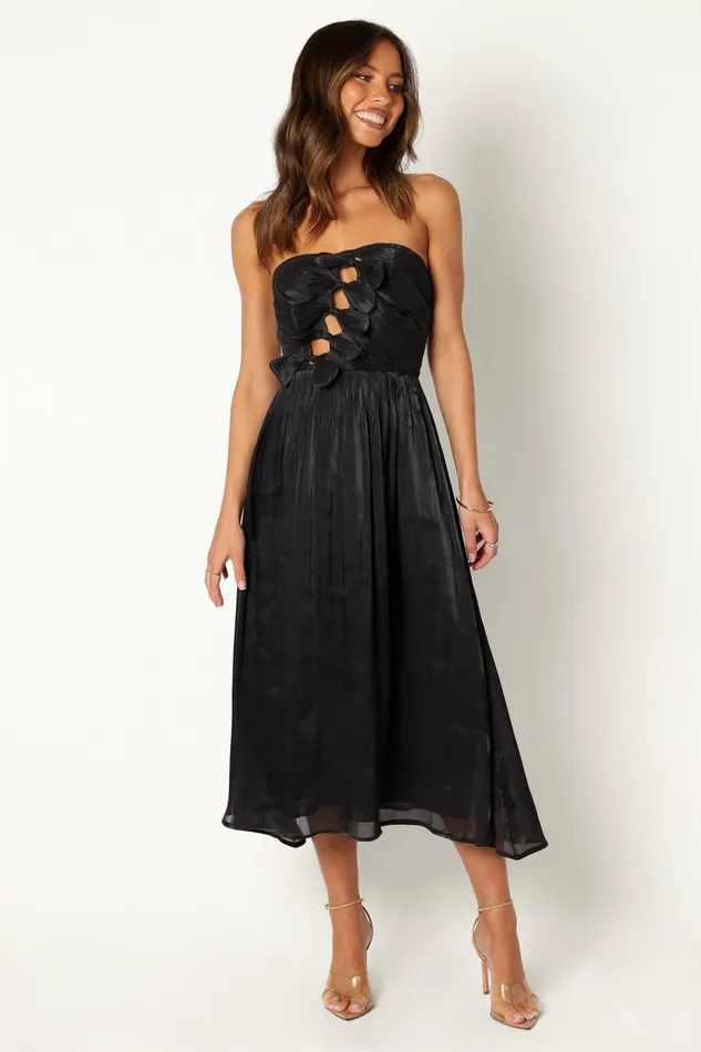 Strapless Dresses Women Petal and Pup Mila Strapless Midi Dress Black