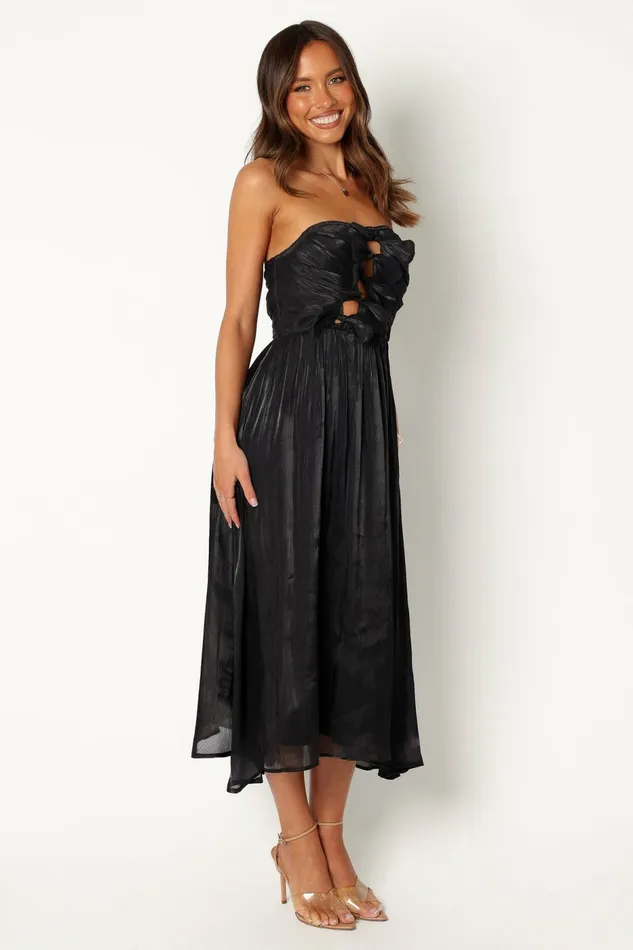 Strapless Dresses Women Petal and Pup Mila Strapless Midi Dress Black