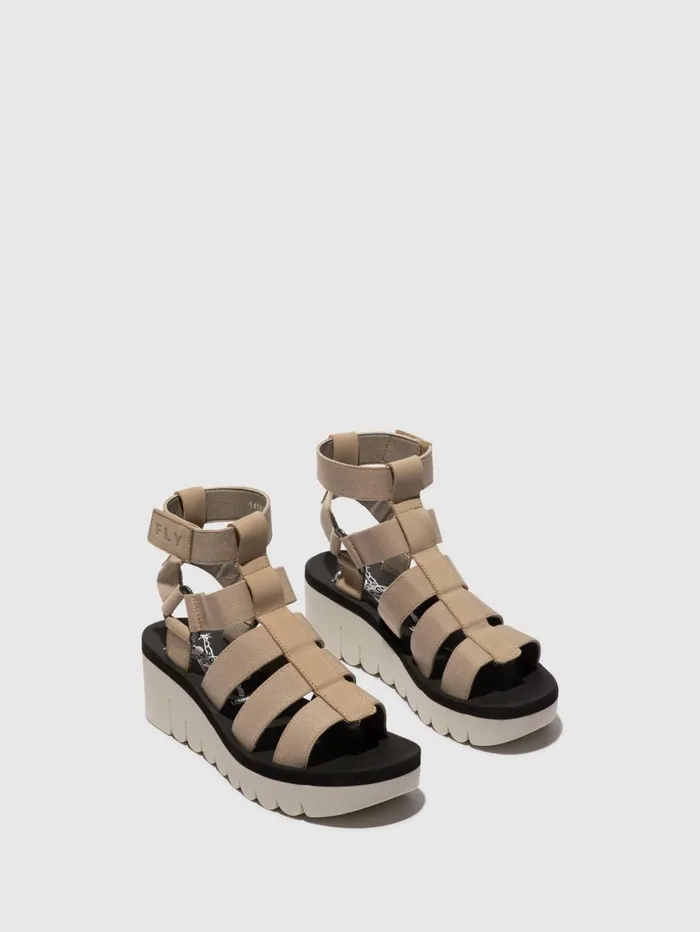 Strappy Sandals YUFI032FLY CLOUDBEIGEBLACK Women Fly London Sandals