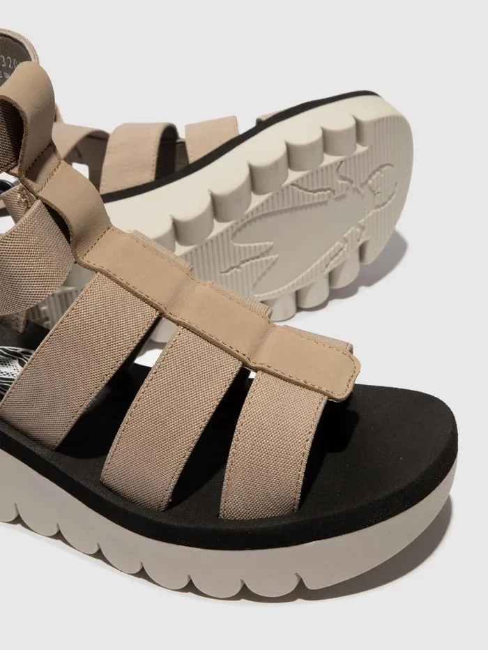 Strappy Sandals YUFI032FLY CLOUDBEIGEBLACK Women Fly London Sandals