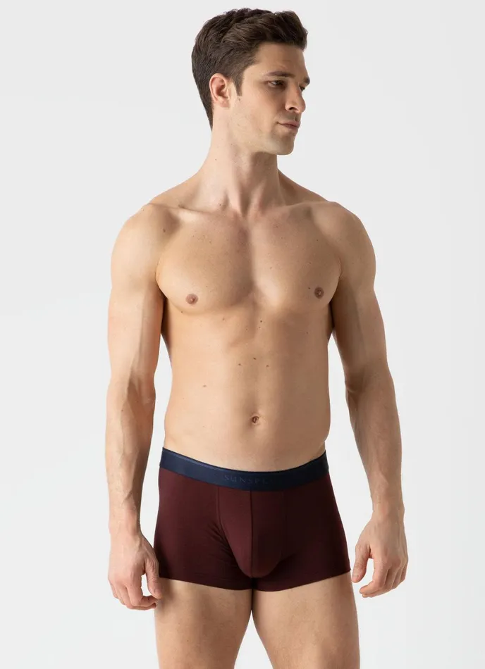 Stretch Cotton Trunks Maroon Men SUNSPEL Trunks and Shorts