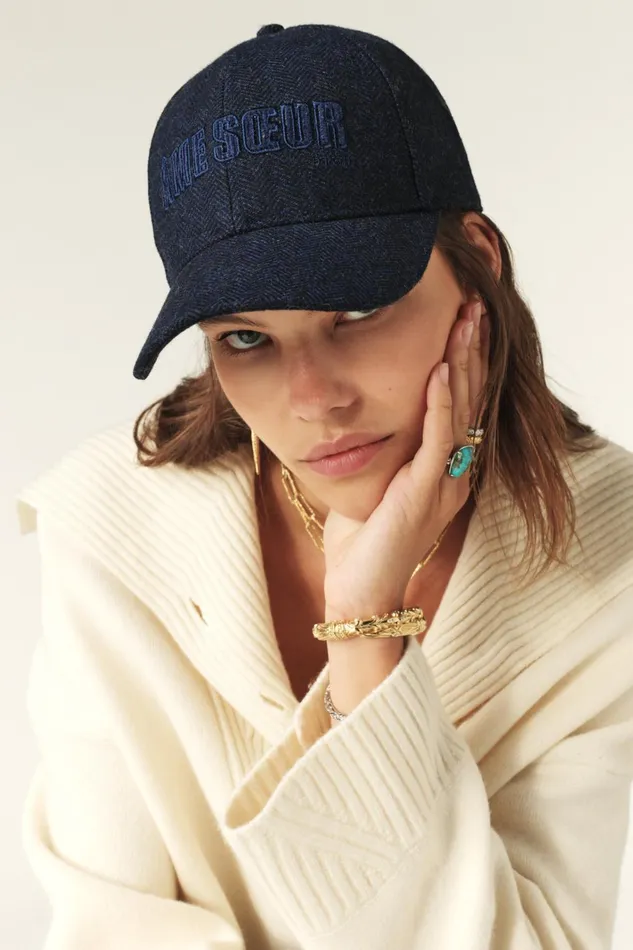 Striped Cap Hame Blue Women Baandsh Hats