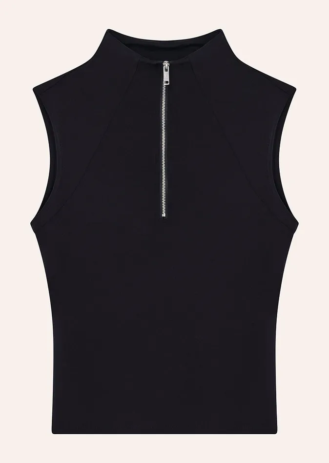 StudioSoft ROUTINE QUARTER ZIP TANK IN BLACK 8211 PE Nation Women