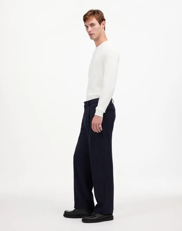 Suiting Men Madewell The Roebling Pleated Trouser In Italian Fabric Dark Navy