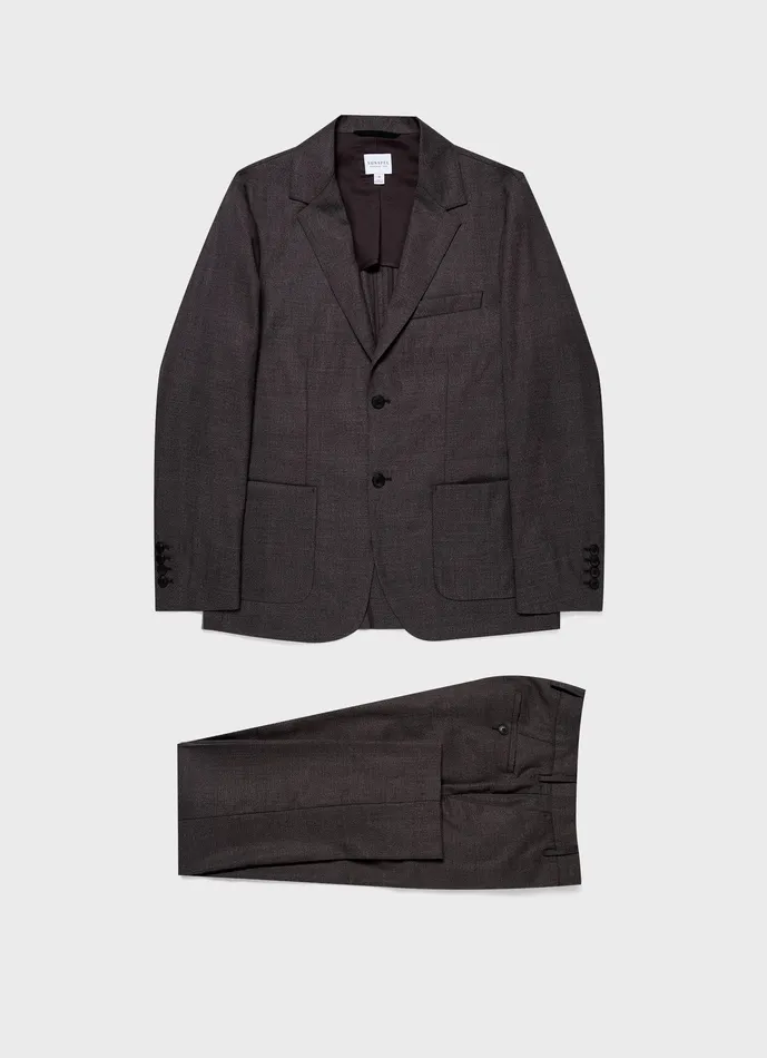 Suits Men ussunspel Lightweight Travel Wool TwoPiece Suit Light Coffee Melange