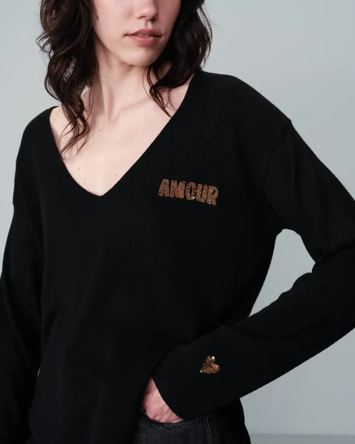 SWEATER NOIR NATSUKI Shop Grace and Mila Message Jumpers