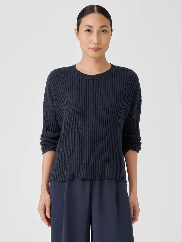 Sweaters and Cardigans Women Eileen Fisher Cotton And Recycled Cashmere Crew Neck BoxTop Ocean Sweaters and Cardigans Women Eileen Fisher Cotton And Recycled Cashmere Crew Neck BoxTop Ocean