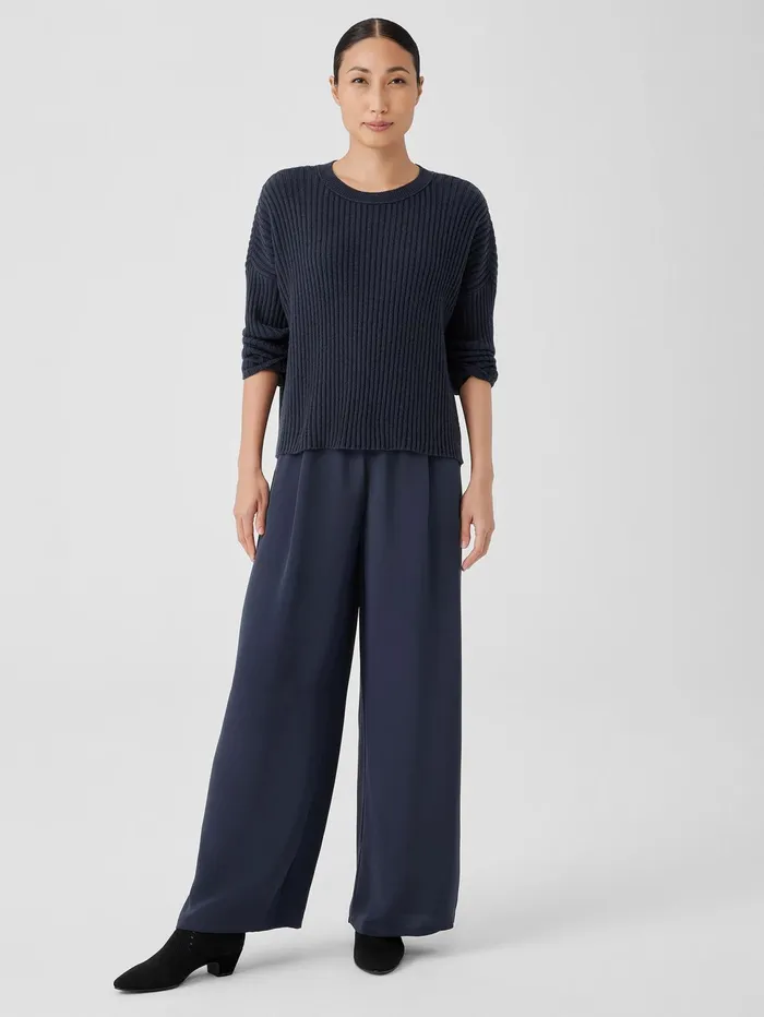 Sweaters and Cardigans Women Eileen Fisher Cotton And Recycled Cashmere Crew Neck BoxTop Ocean