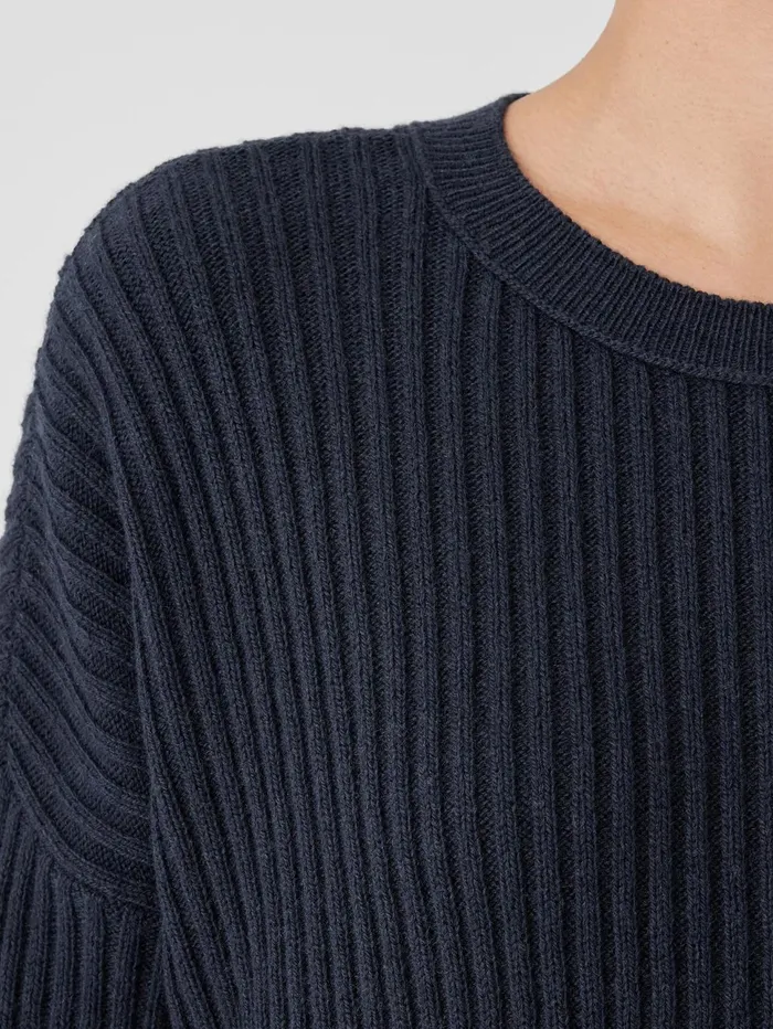 Sweaters and Cardigans Women Eileen Fisher Cotton And Recycled Cashmere Crew Neck BoxTop Ocean