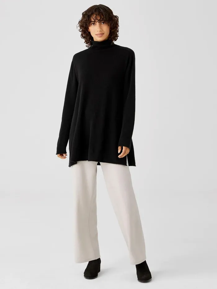 Sweaters and Cardigans Women Eileen Fisher Italian Cashmere Turtleneck Long Top Black