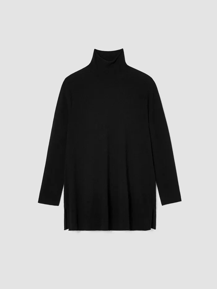 Sweaters and Cardigans Women Eileen Fisher Italian Cashmere Turtleneck Long Top Black