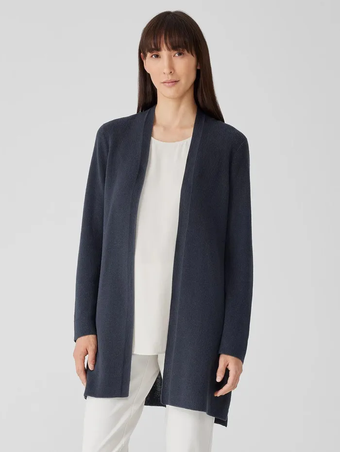 Sweaters and Cardigans Women Eileen Fisher Peruvian Organic Cotton Crepe Cardigan Ocean Sweaters and Cardigans Women Eileen Fisher Peruvian Organic Cotton Crepe Cardigan Ocean