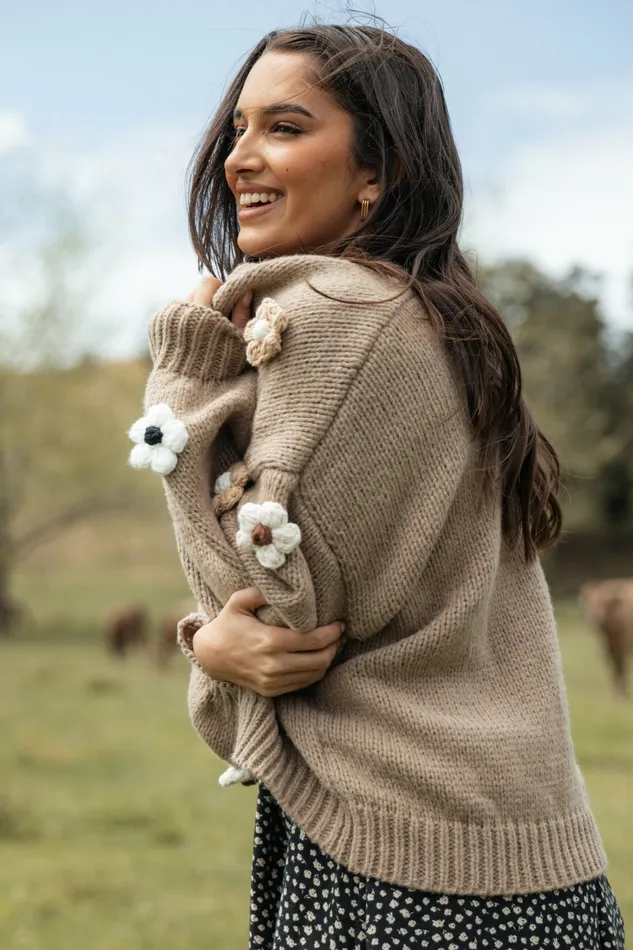 Sweaters Delaro Flower Cardigan Brown 8211 Petal and Pup Women