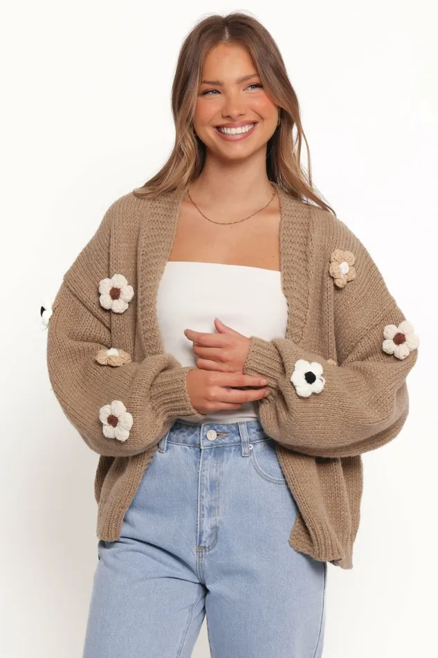Sweaters Delaro Flower Cardigan Brown 8211 Petal and Pup Women