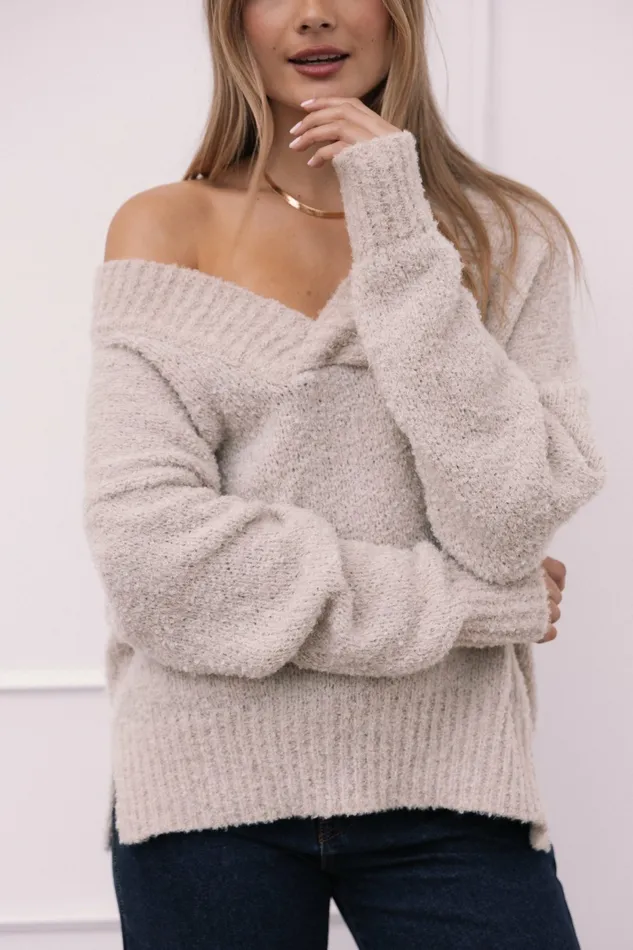 Sweaters Petal and Pup Women Charisma Vneck Knit Sweater Beige