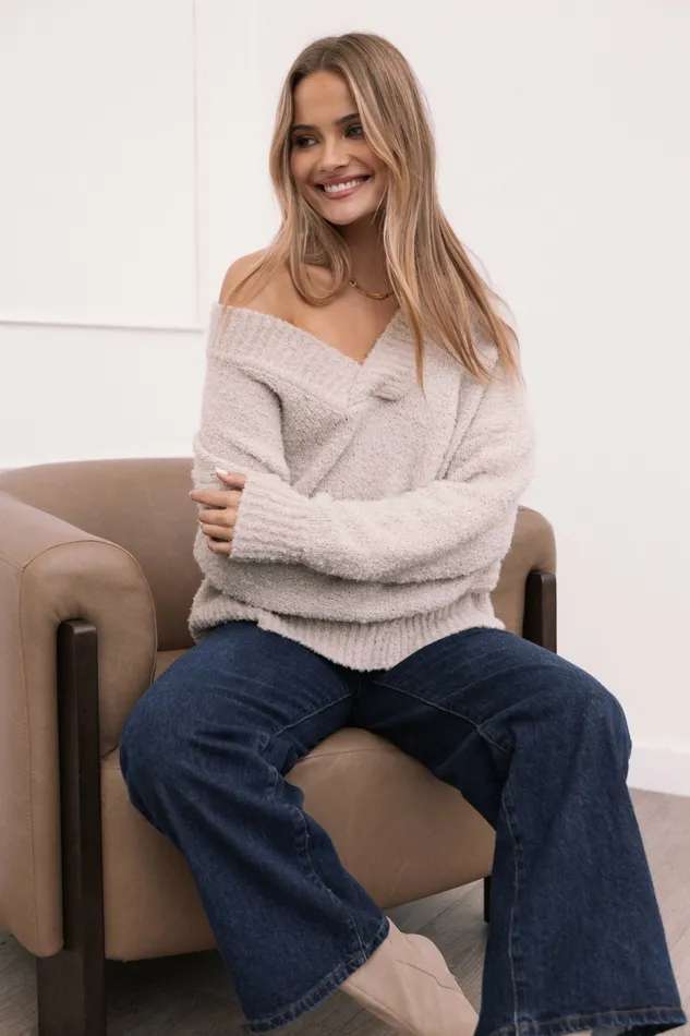 Sweaters Petal and Pup Women Charisma Vneck Knit Sweater Beige