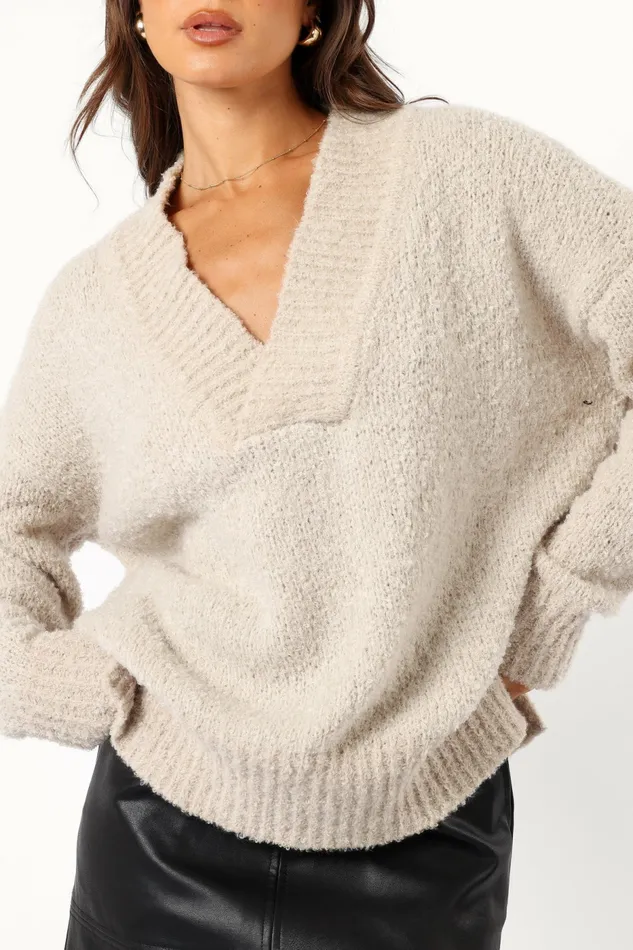 Sweaters Petal and Pup Women Charisma Vneck Knit Sweater Beige