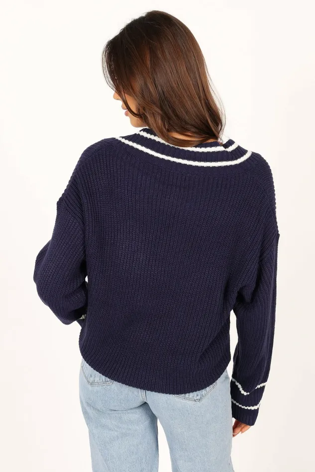 Sweaters Petal and Pup Women Leanna Vneck Knit Sweater Navy