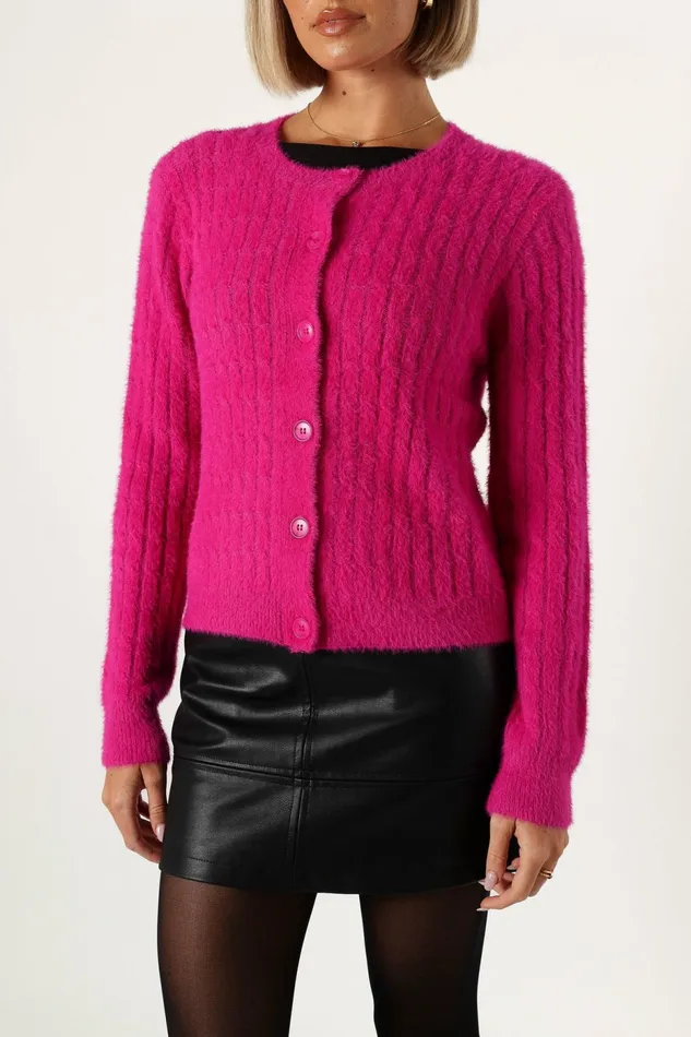 Sweaters Petal and Pup Women Ryann Button Front Cardigan Magenta