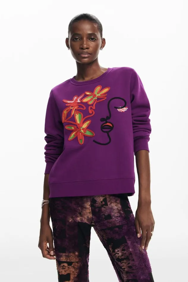 Sweaters Women Desigual Arty Print Sweatshirt Red