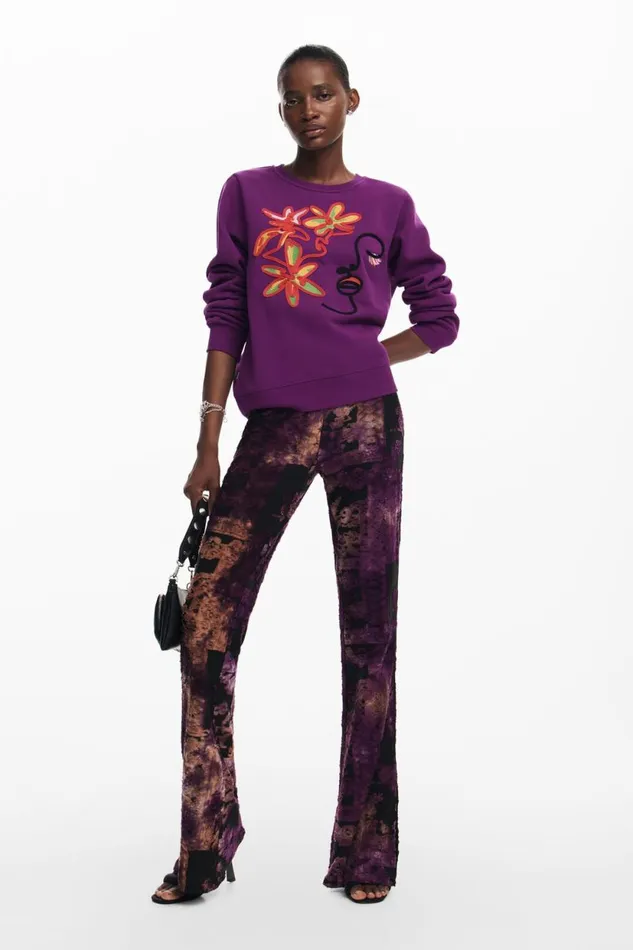 Sweaters Women Desigual Arty Print Sweatshirt Red