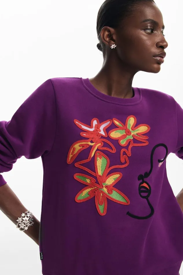 Sweaters Women Desigual Arty Print Sweatshirt Red