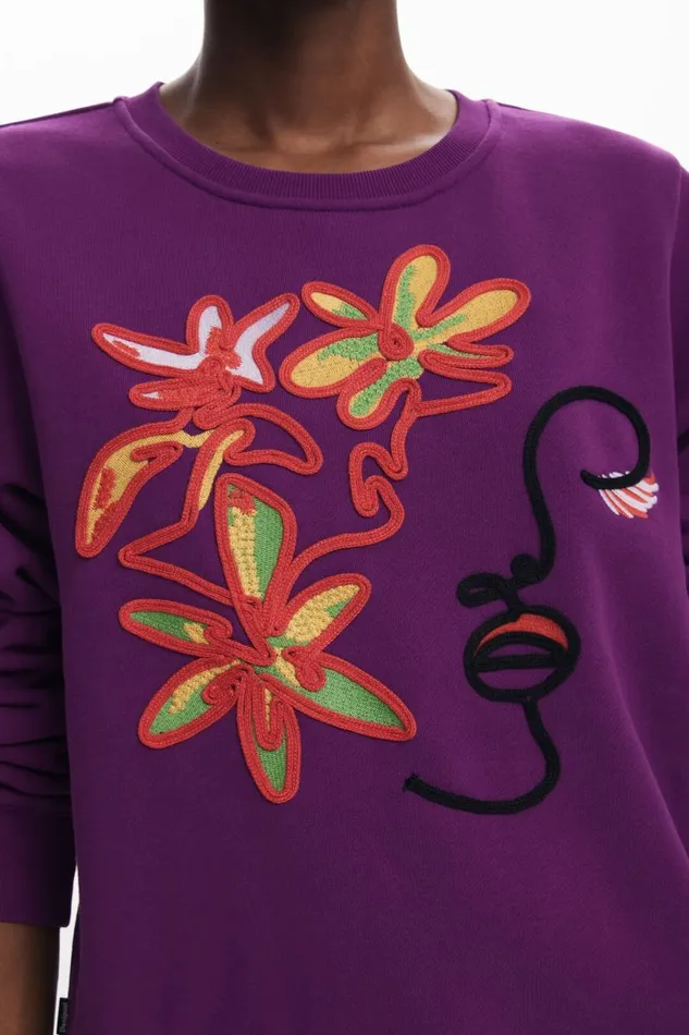 Sweaters Women Desigual Arty Print Sweatshirt Red