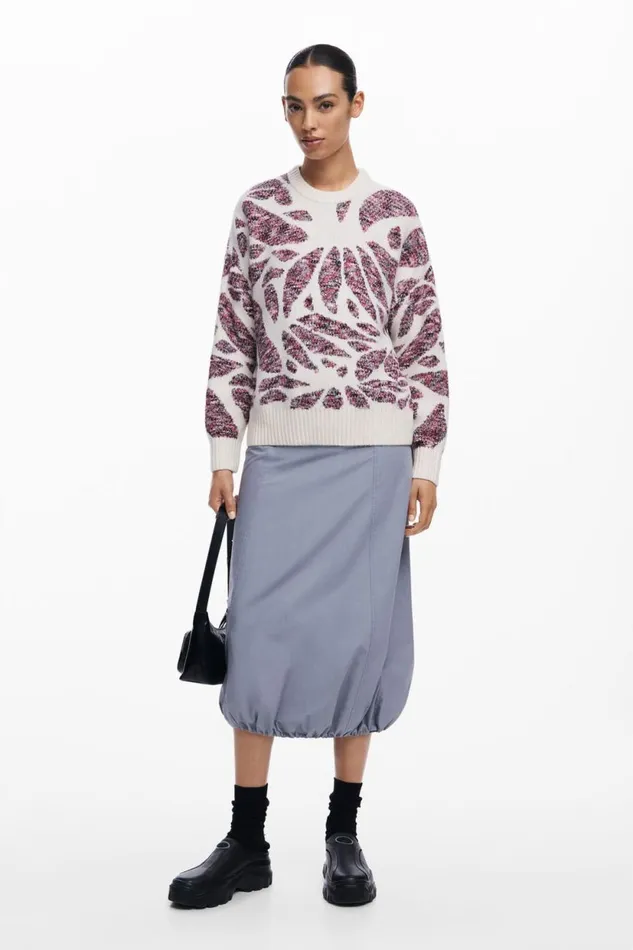 Sweaters Women Desigual Leaf Print Sweater Materialfinishes