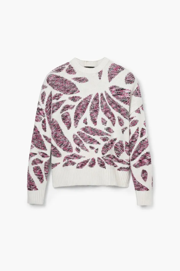 Sweaters Women Desigual Leaf Print Sweater Materialfinishes