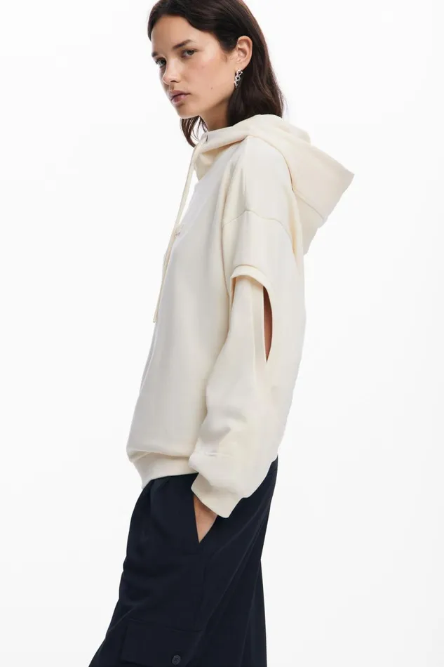 Sweaters Women Desigual Oversized Sweatshirt With Sleeve Slits White