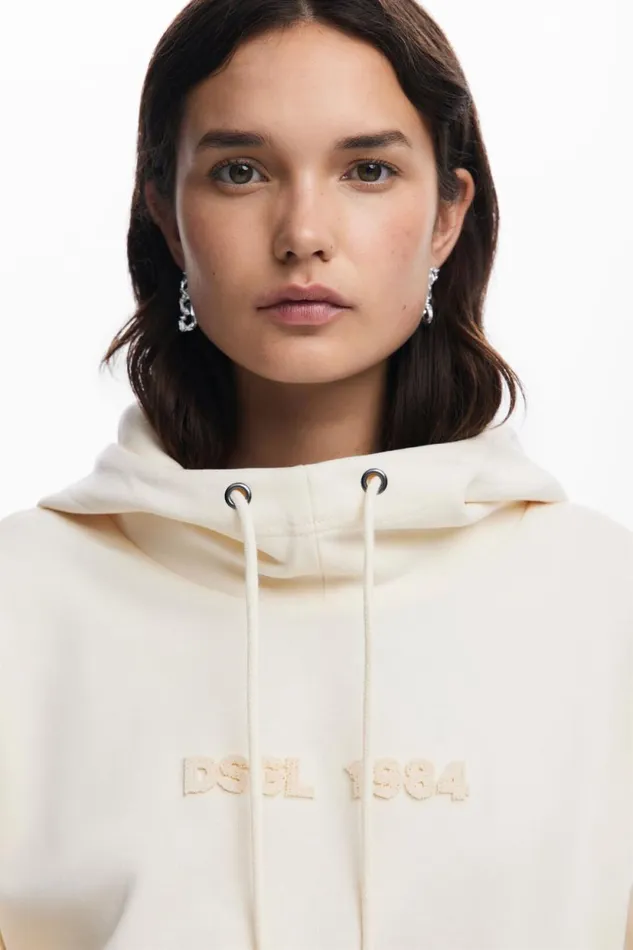 Sweaters Women Desigual Oversized Sweatshirt With Sleeve Slits White