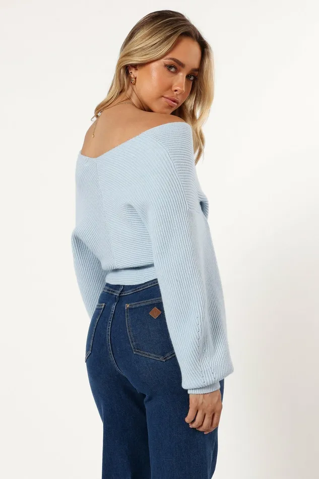 Sweaters Women Langton Knit Sweater Pale Blue Petal and Pup