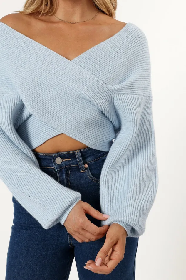 Sweaters Women Langton Knit Sweater Pale Blue Petal and Pup