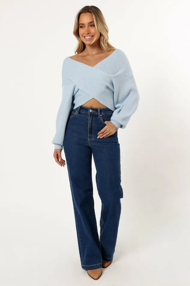 Sweaters Women Langton Knit Sweater Pale Blue Petal and Pup