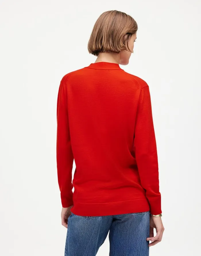 Sweaters Women Madewell Merino Wool Boyfriend Cardigan Bright Cherry